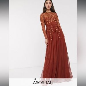 NWT asos TALL formal embroidered floral dress